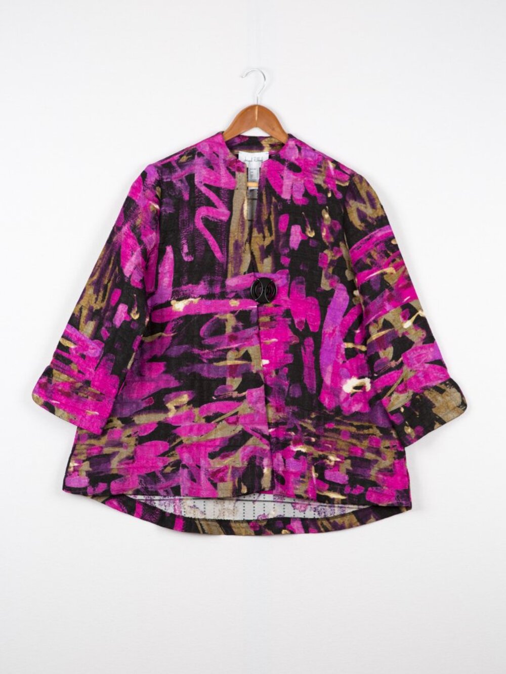 Joseph Ribkoff Jacquard Floral Abstract Trapeze Jacket Blazer Black Multi 8